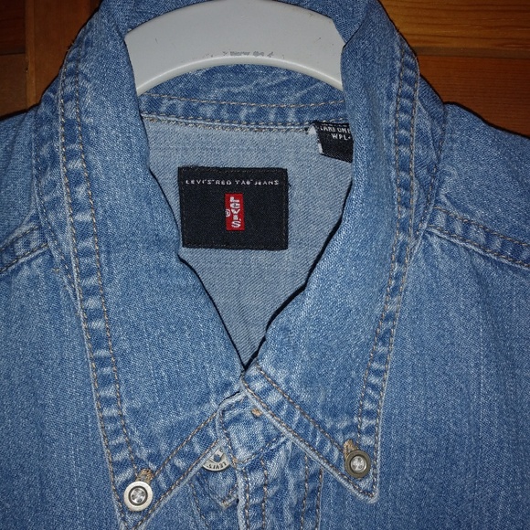 Vintage Levi Red Tab Denim Shirt Medium - Picture 2 of 6